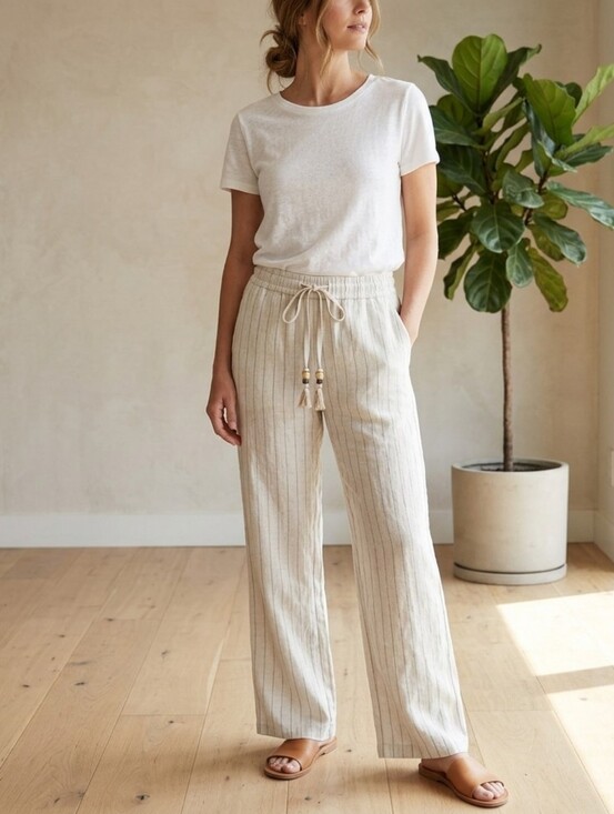 Rachel Zoe Pants - Rachel Zoe Cream Striped Trousers